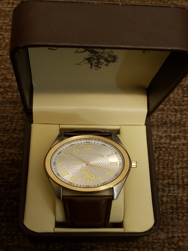 U.S. Polo Assn. Leather Band Men's Watch