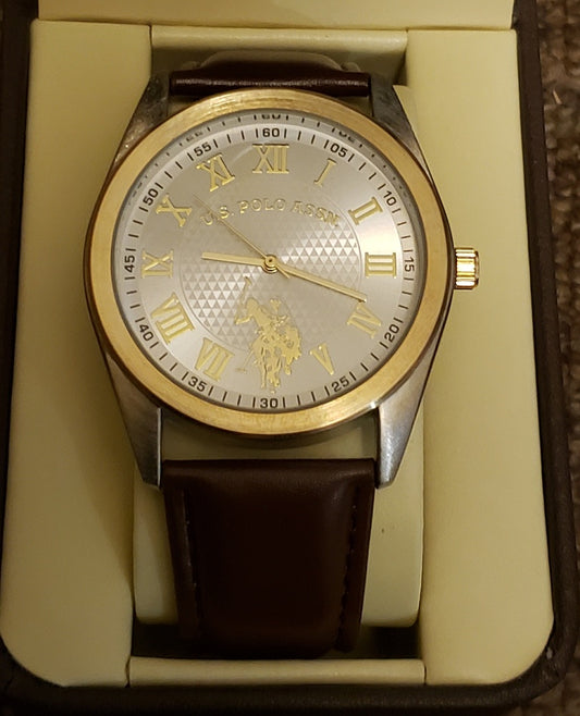 U.S. Polo Assn. Leather Band Men's Watch