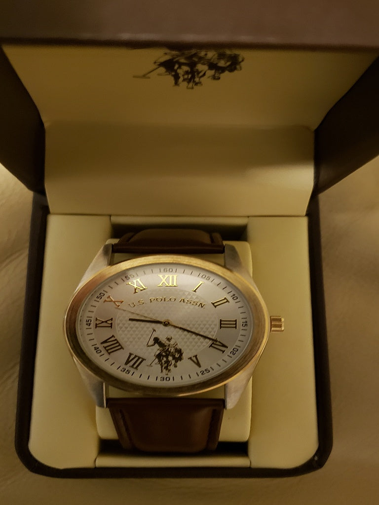 U.S. Polo Assn. Leather Band Men's Watch